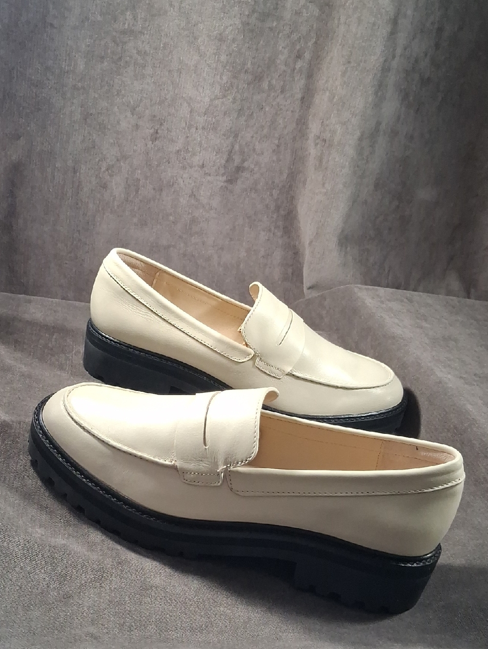 Everlane 'The Lug Loafer' Parchment Cream Leather Loafers NEAR NEW US 10.5 - Picture 9 of 16
